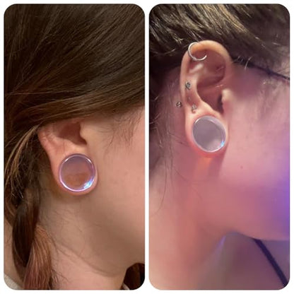 6G-30MM Solid Acyrylic Gauges for Ear Saddle Plugs Gauges Tunnel Expanders Stretcher Double Flared Flesh Piercings Body Jewelry Set for Women Men - color: Clear:18mm = 11/16 inch.