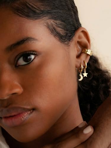Gold Ear Cuff Earrings for Women Non Piercing Hoop | Clip on,Wrap Cartilage,14K Gold Plated,Dainty Small Simple,Hypoallergenic Everyday,Lightweight,Illusion Jewelry - color: 07. Irregular Band