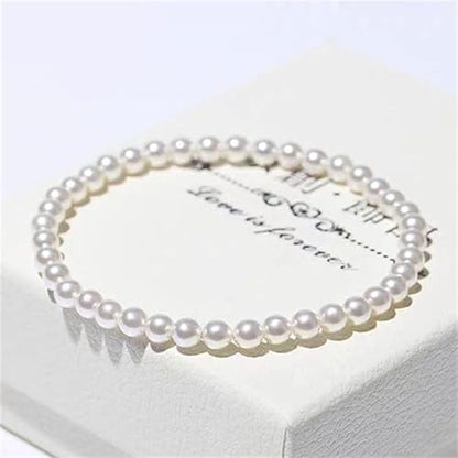 Pearl Bracelets for Women Dainty Gold Pearl Stretch Stackable Bracelet Bridesmaid Wedding Jewelry Gifts Prom Wedding Guest Dress - color: C:White Pearl Bracelet