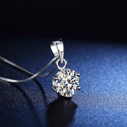 Dainty Solitaire Necklaces Stud Earrings Set For Women,White Gold Plated Simple Prom Jewelry Set Cubic Zirconia Pendant Choker Necklace And Earring Sets Wedding Jewelry For Bridal - color: 6 Prong necklace stud set