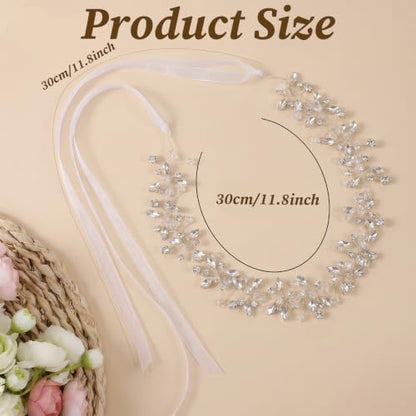 Crystal Bridal Headband Flower Girl Headpiece Silver Wedding Headpieces | Sparkling, Rhinestone Flower Girl Hair Accessory for Wedding Birthday Party First Communion