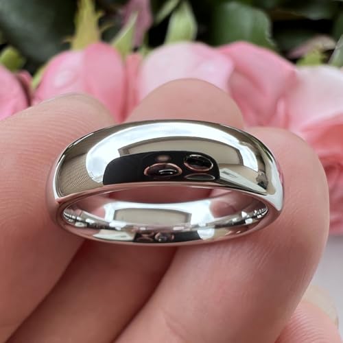 TUTISS 2mm 3mm 4mm 5mm 6mm 7mm 8mm 10mm White Tungsten Rings for Men Women Engagement Wedding Bands Domed Polished Shiny Comfort Fit - color: 6mm White Tungsten