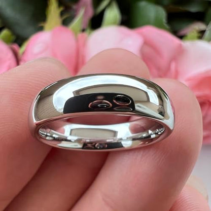 TUTISS 2mm 3mm 4mm 5mm 6mm 7mm 8mm 10mm White Tungsten Rings for Men Women Engagement Wedding Bands Domed Polished Shiny Comfort Fit - color: 6mm White Tungsten