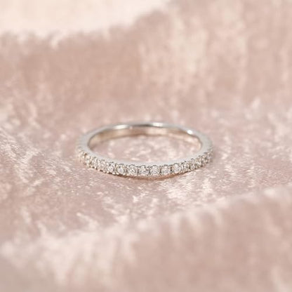 EAMTI 2mm Wedding Band Cubic Zirconia Half/Full Eternity Stackable Brass Engagement Ring Size 3-13 - color: Full-Eternity-Silver