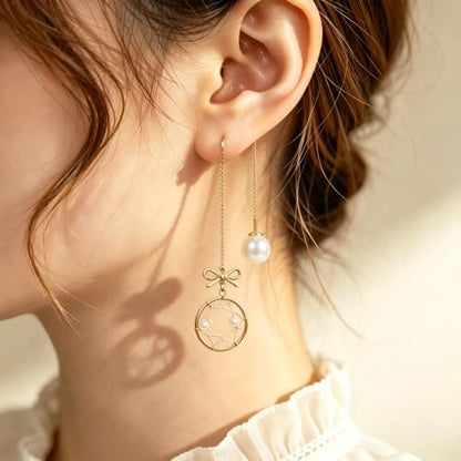 1Pair Chic Net Shaped for Women Creative Pearl Ear Pendants Simple Fashion Occasions Elegant Evening Dress Accessories