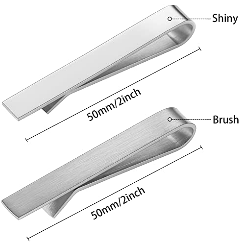 HAWSON 2 inch Tie Clips for Men-Skinny Tie Bar Tie Set for Wedding Anniversary Business and Best Gift for Dad Husband Brother - color: 8 PCS-Brush and Shiny