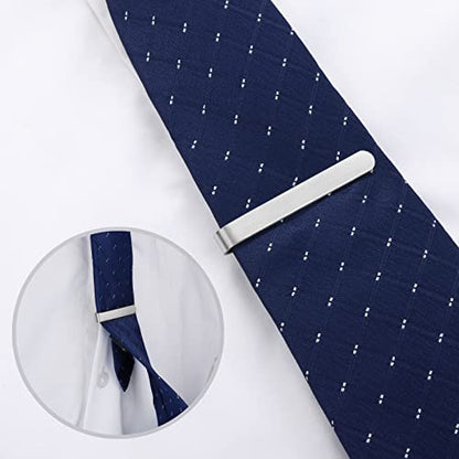 HAWSON Skinny Tie Clip Bar Set, 2 Inch Tie Clip for Men - Wedding, Meeting, Party Gift Set - color: B-4 pcs Brushed Silver