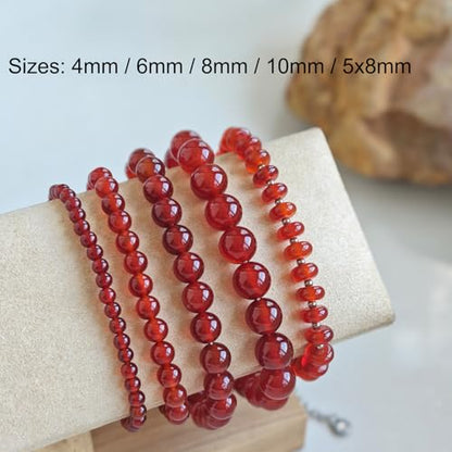 Natural Healing Gemstone Bracelet Handmade Yoga Stretch Elastic Bracelet Stress Relief Crystal Jewelry for Men and Women - color: Carnelian (Luck), size: 8mm