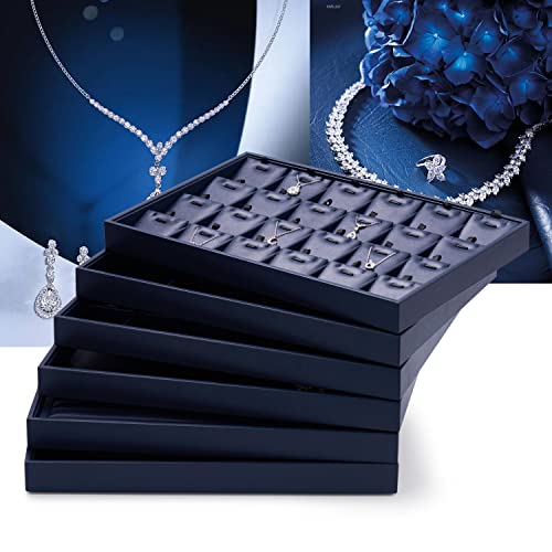 Oirlv Stackable Premium Leather Jewelry Trays 12 Grid Jewelry Drawer Organizer Trays Bracelet Earrings Watches Showcase Display Organizer | 12 Divided Compartments,Stackable Storage,Drawer-Friendly Design,Watch and Bracelet Organization,13.8×9.5Inch - col