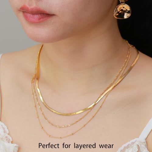 14K Gold Plated Paper Clip Chain Link Necklace Satellite Chain Necklace for Women - color: Satellite Chain