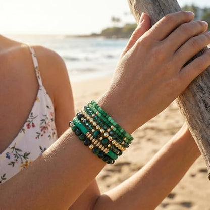 Boho Wooden Beads Bracelets Bohemian Bracelet Stack for Men Women Wood Beaded Bracelet Set - color: G
