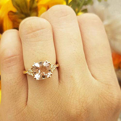 Dazzlingrock Cushion Gemstone Ladies Bridal Engagement Ring | Round White Diamond | 8 MM | 10K Rose Real Solid Gold