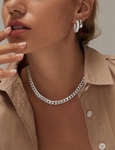 Moodear Gold Necklace for Women 14K Gold Plated Chain Necklace | Gold Chunky Necklace, Dainty Cuban Link Paperclip Chain Layered Necklace, Trendy Fashion Gift for Women Daily Wear - style: Cuban Chain