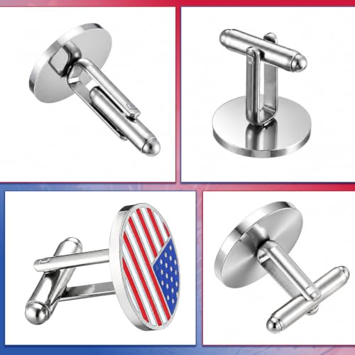 Newcotte 5 Pairs Cufflinks for Men Round Silver Cufflinks Mens Classic Stainless Steel Cuff Links Set for Wedding Gifts - color: Classic