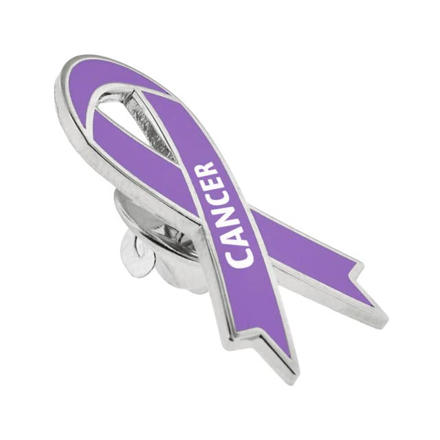 PinMart's Purple Cancer Awareness Heart Ribbon Enamel Lapel Pin Set