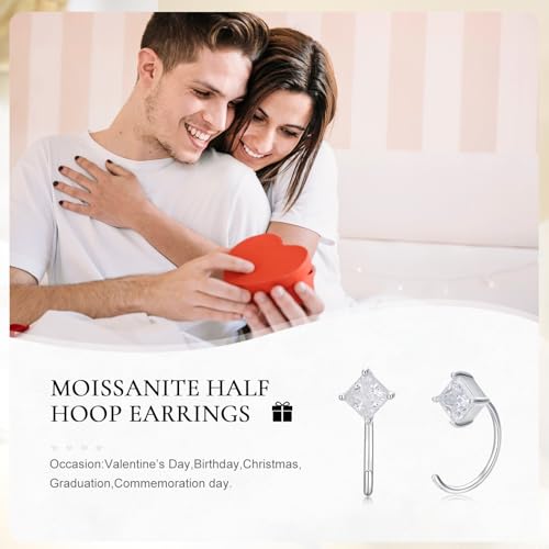 925 Sterling Silver Moissanite Huggie Half Hoop Earrings for Women - style: style 2