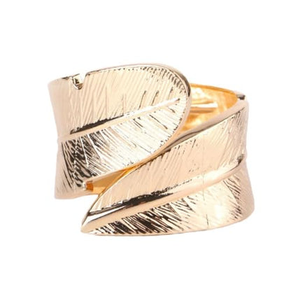 Chunky Cuff Bracelets for Women Leaf Gold Statement Bangle Bracelets Exaggerate Hammered Open Bangles Jewelry - color: X-Gold