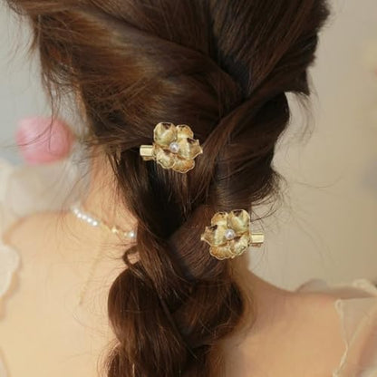 6-Pieces Vintage Gold Hair Clips and Bobby Pins for Styling Metal Retro Pearl Flower Hair Pins Hair Accessories Set