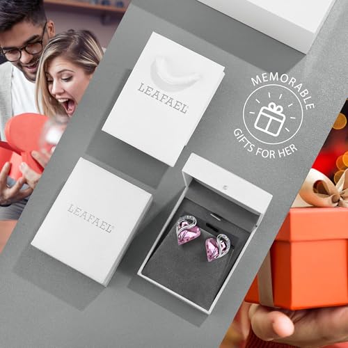 Infinity Love Heart Stud Earrings for Women, Birthstone and Healing Stone, Gifts for Mom, Wife, and Her, Silver Plated - color: 10b-October-Healing Stone for Love-Rose Quartz Pink