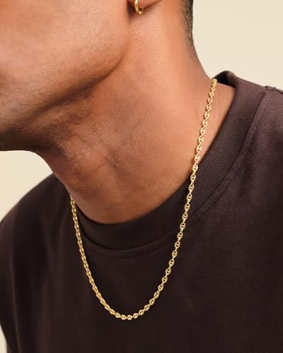Gold Silver Necklace Chain With Adjustable Lobster Clasp, Diamond Cut Geometric Gold Beads Stationed on Dainty 2mm Cable Box Chain, 16 Inches Rolo Oval Figaro Link Singapore Chain. - color: Gold04