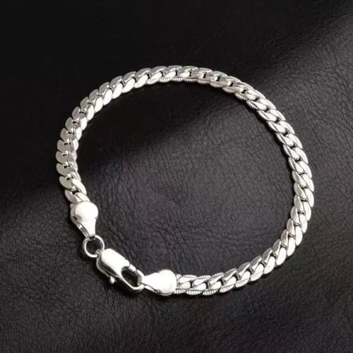 Cuban Link Chain Sparkly Silver Bracelet Hip Hop Diamond Link Bracelets Stainless Steel Hand Chain for Men Women