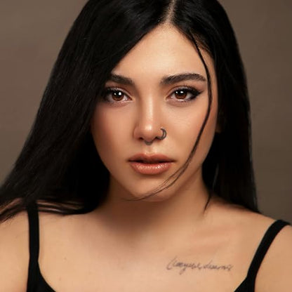 Titanium Septum Rings, Nose Rings Hoops for Women, Segment Nose Rings 16G 8mm/10mm Hypoallergenic Cartilage Conch Helix Rook Hoop Earrings - color: Double Stacked-Black, size: 16 Gauge 8mm