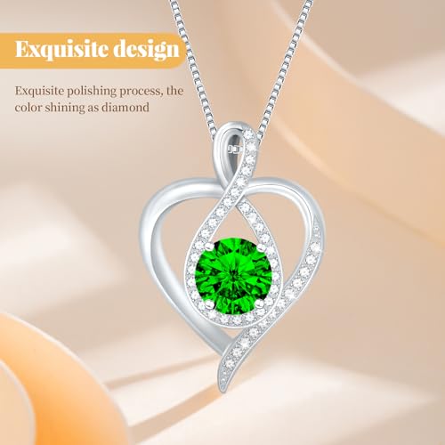 925 Sterling Silver Infinity Heart Necklace for Women, Rhodium Plated Cubic Zirconia Pendant Gift for Girlfriend Wife Mom - Anniversary Valentine's Day Birthday Present with Elegant Gift Box - color: Silver-05-May