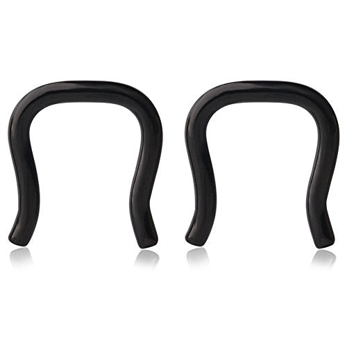 Ruifan 316L Surgical Steel U-Shaped & Staple Nose Septum Hanger Retainer Nose Ring 16g,14g,12g - color: Black(14G)