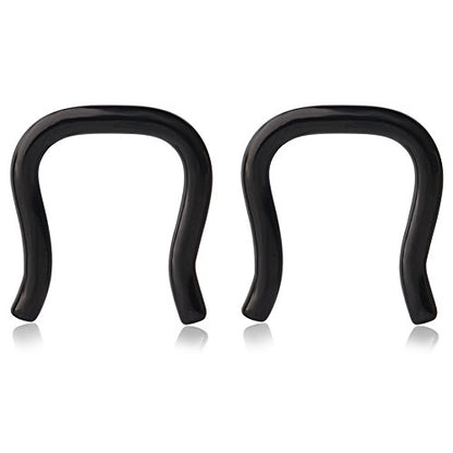 Ruifan 316L Surgical Steel U-Shaped & Staple Nose Septum Hanger Retainer Nose Ring 16g,14g,12g - color: Black(14G)