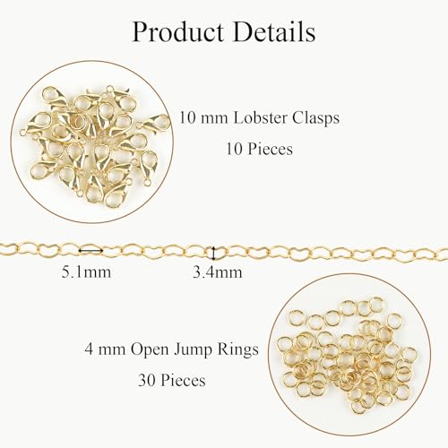 Jabogrii 16.4 Feet Heart Jewelry Chains Gold Brass Chain for Jewelry Making | Women Necklace Bracelet DIY Craft Chain Bulk Permanent Jewelry Making Roll - color: Heart Gold