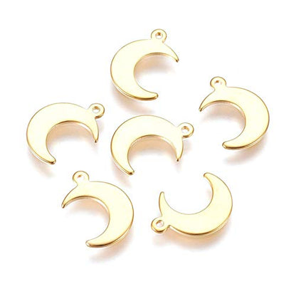 Mega Pet 100pcs Stainless Steel Moon Pendants Charms Golden Crescent Moon Jewelry Charms DIY Accessories for Bracelets Necklaces Jewerly Making - size: 15.5x11x1mm#Moon