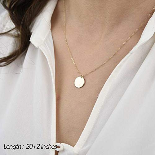 Turandoss Dainty Layered Choker Necklace, Handmade Y Pendant Necklace Multilayer Bar Disc Necklace Adjustable Layering Choker Necklaces for Women - style: 2PCS - Small Disc&Disc