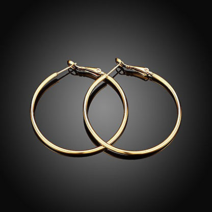 Gold Hoop Earrings,18K Gold Plated Rounded Hoops Earrings for Women - color: Gold-Rounded-1.8"