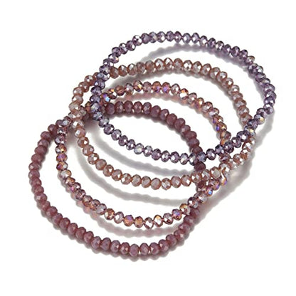 Noessla Beaded Boho Stretch Bracelet Colorful Stackable Crystal Beads Bracelets Trendy Costume Jewelry Mothers Day Gifts for Women - color: Purple