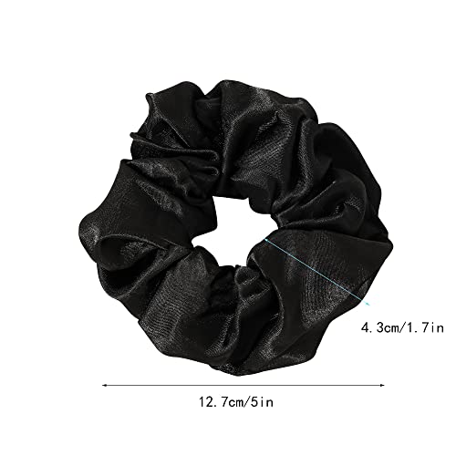 Scrunchies Soft Silk Elastics Bands Ponytail Holder Pack of 8 Neutral Scrunchies for Women & Girls - color: Black