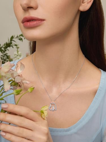 925 Sterling Silver Animal Necklace Heart Shape Dog/Rabbit/Cat Pendant Necklace for Women Animal Memorial Charm Jewelry Mother's Day Christmas Gifts - color: Dog and Women