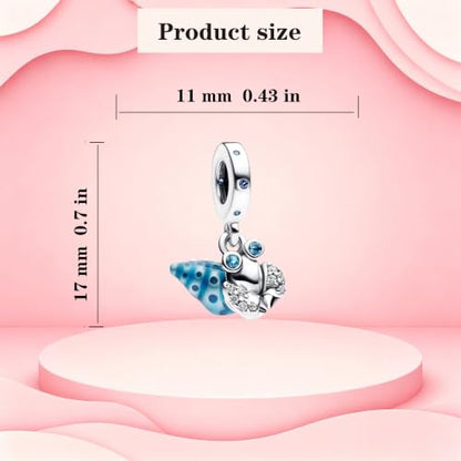 925 Sterling Silver Charms Pendants Mom Heart Dog koi fish Sea Turtle Football Charms for bracelet Pendants Beads Mom Sister Wife Family, Friends, Birthday gifts - style: Blue Hermit Crab Pendant