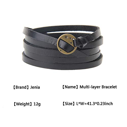 GelConnie Punk Leather Cuff Bracelet Adjustable Straps Wrap Bracelets Arm Armor Cuff Gothic Leather Wristbands for Men, Women - color: Multilayer Bracelet-Black