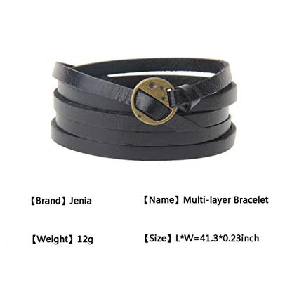 GelConnie Punk Leather Cuff Bracelet Adjustable Straps Wrap Bracelets Arm Armor Cuff Gothic Leather Wristbands for Men, Women - color: Multilayer Bracelet-Black