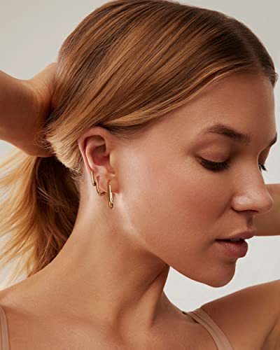 2 Pairs 14K Gold Plated Minimalist Hoop Earrings Small Dainty Geometric Square and Rectangle Huggies Hoops for Girls Women Gift, gold, silver and black - color: 3 pairs