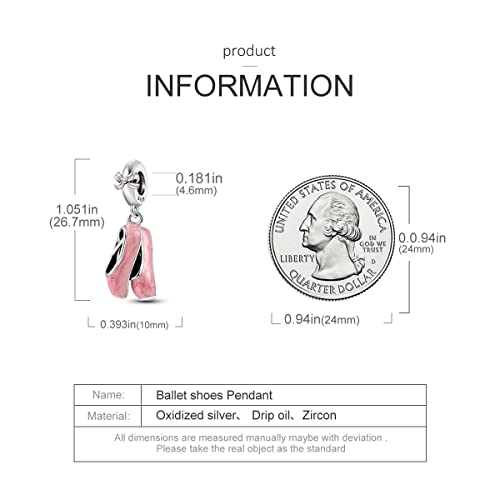 MULA 925 Sterling Silver Charms for Bracelets and Necklace Family Pendants | Airplane Travel Dangle Beads Family Tree Jewelry Charms for Women - color: Ballet Shoes Charm