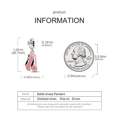 MULA 925 Sterling Silver Charms for Bracelets and Necklace Family Pendants | Airplane Travel Dangle Beads Family Tree Jewelry Charms for Women - color: Ballet Shoes Charm