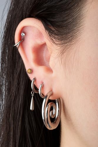 Pierced Owl 18GA ASTM F-136 Implant Grade Titanium Threadless Push-In Bezel Set Natural Stone Flat Back Stud - style: Blue Sand