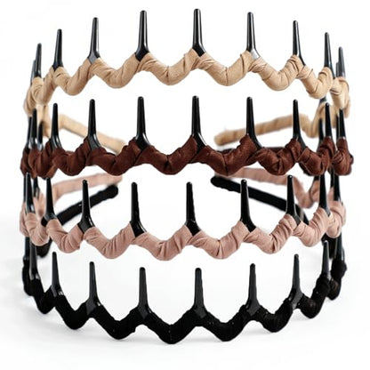 STHUAHE4PC Multicolor Protection Resin Teeth Comb Hair Hoop Hairband Headband Hair Accessories for female by Beauty hair (Brown, Coffee, khaki, black) - color: Brown, Coffee, khaki, black
