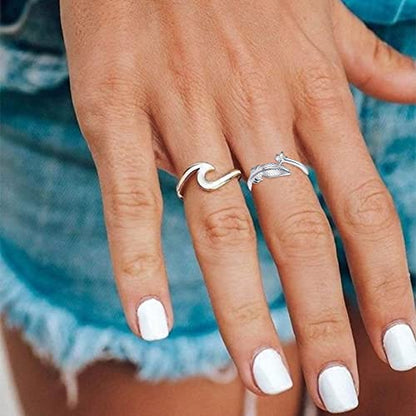 OOOPEL Sterling Silver Adjustable Ring S925 Silver Rings for Women Cubic Zirconia Twist Love Knot Dainty Ring Silver Minimalist Open Finger Rings Silver Thumb Sterling Silver Ring - color: feather ring