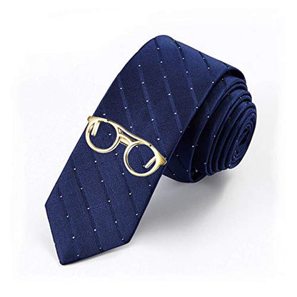 Yoursfs 4 Pcs Funny Tie Clips Set For Men Unique Stainless Steel Eye Glasses/Ruler/Pen/Mustache Tie Clips Personalized Jewelry - style: Eyeglass Set Tie Clips