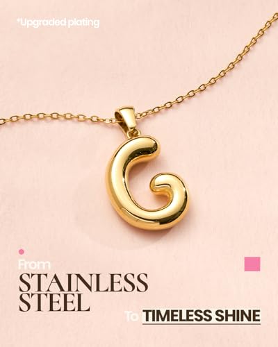 DoDoBeads Stainless Steel Initial Necklace, Waterproof 18K Gold Plated Necklace, Non-Tarnish Chunky Monogram Jewelry Gifts for Women, Mothers Day Gift - style: G