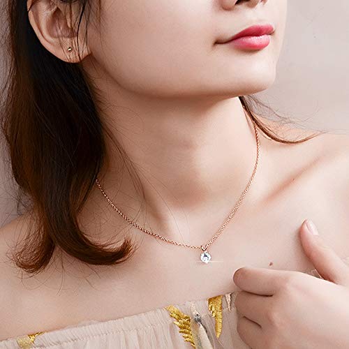 Jude Jewelers Stainless Steel Classical Simple Plain Solitaire Style Collar Charm Necklace - color: Rose Gold
