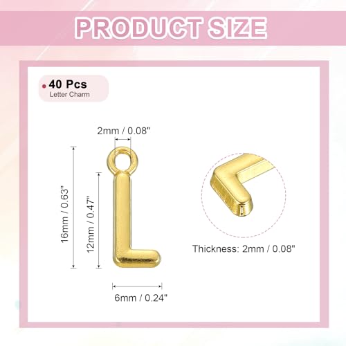 uxcell Letter Charm, Alloy Letter Initial Alphabet Charm for DIY Craft Jewelry Making Bracelets Earrings Necklace - color: Gold - L