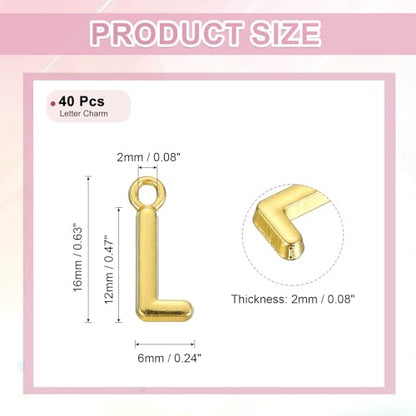 uxcell Letter Charm, Alloy Letter Initial Alphabet Charm for DIY Craft Jewelry Making Bracelets Earrings Necklace - color: Gold - L